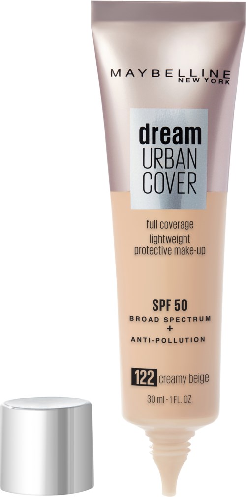 Maybelline Dream Urban Cover foundation med SPF 50, i kremaktig beige, 30 ml.