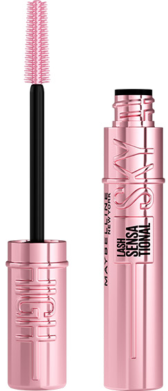 Roze mascara tube met kwast, gemerkt 'Light.'