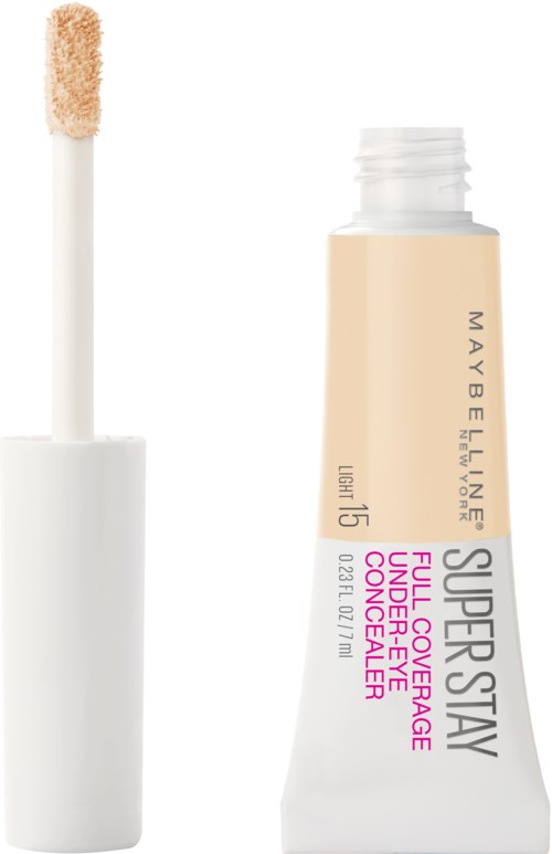 Maybelline läppconcealer i tub, med applicator, märkt för full täckning och superstarkt.
