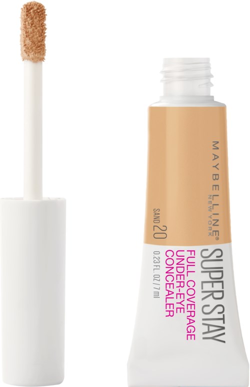 Läppglansrör med applicator, märkt Maybelline Super Stay Full Cover Concealer i beige.