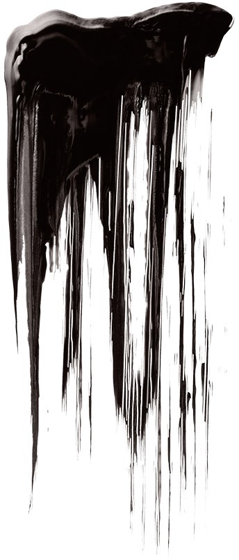Black paint drips down vertically, creating an abstract and messy look.
