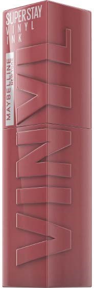 Ett läppstift i rosa färg med orden "Super Stay Vinyl Ink" och "Maybelline" på.