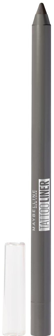 A gray eyeliner pen with clear cap and text on the side, designed for eye makeup.