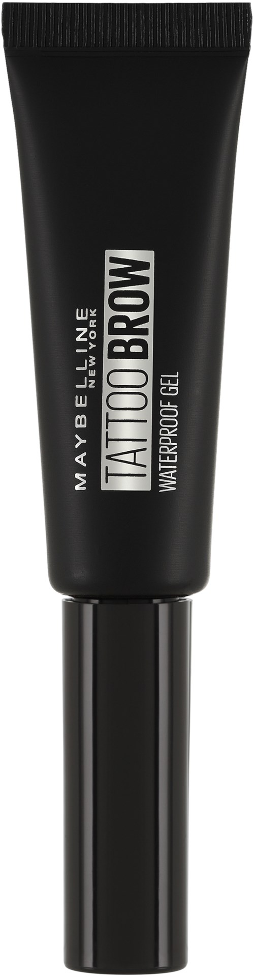 Ein schwarzer Tuben Maybelline Tattoo Brow Wasserfestes Gel für Augenbrauen.