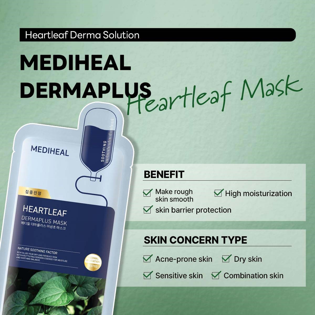 Mediheal Dermaplus Heartleaf Mask 1 szt. (obrázok 4)