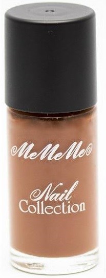 En flaska nagellack från MeMeMe Nail Collection med svart lock.
