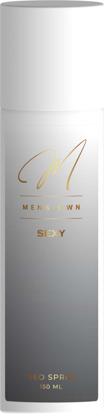 A white deodorant spray can with gold and black text, labeled 'Men's Wink Sexy'.