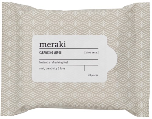 A pack of 20 cleansing wipes with aloe vera, designed for refreshing and cleaning skin.