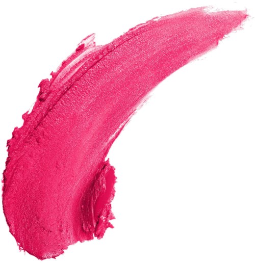 Ett tjockt, rosa läppstiftmärke med en böjd form på en vit bakgrund.