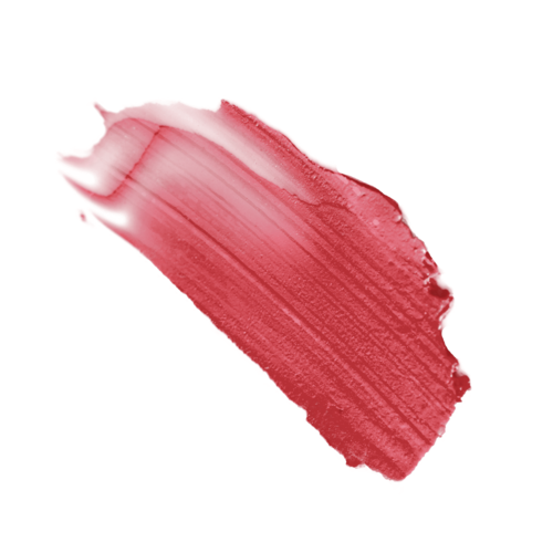En sträck av rosa-liknande rött läppstift eller färg. Den är slätad och texturerad med synliga penseldrag.
