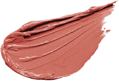 En rosaaktig-brun makeup eller kosmetikprodukt som spridits med en borste eller spatula.
