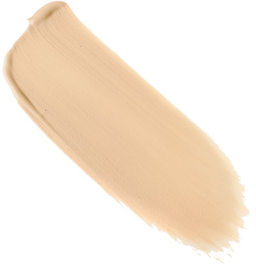 En sträck av beige eller hudfärgad makeup eller foundation på en vit bakgrund.