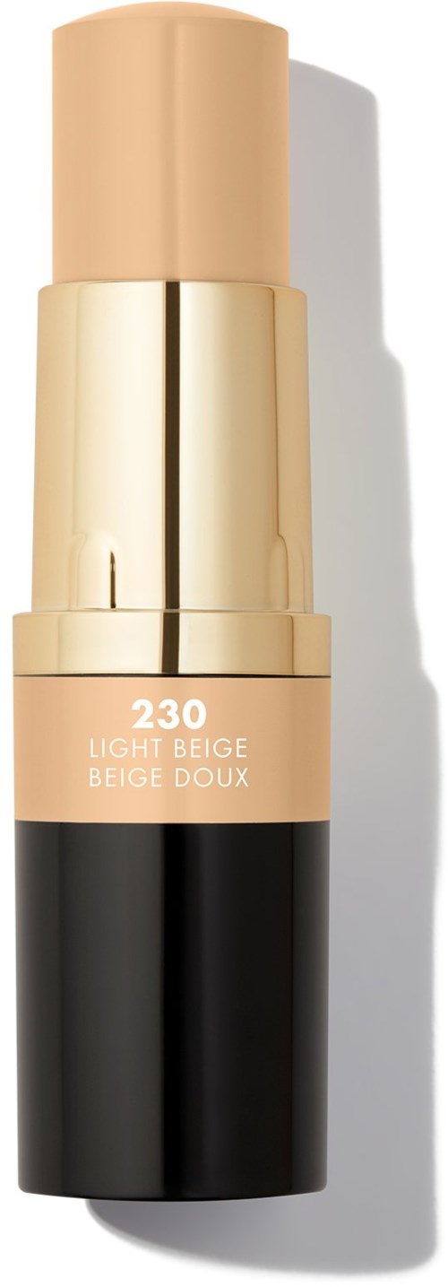 Cylindryczny szminka z beżowymi i czarnymi częściami, oznaczony 230 Light Beige. Wygląda na produkt kosmetyczny.