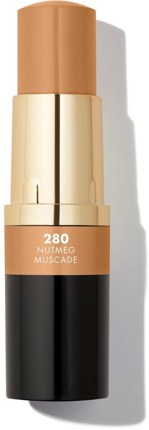 Sznurek do makijażu w kolorze beżowym, złotym i czarnym, oznaczony "280 Nutmeg Muscade."