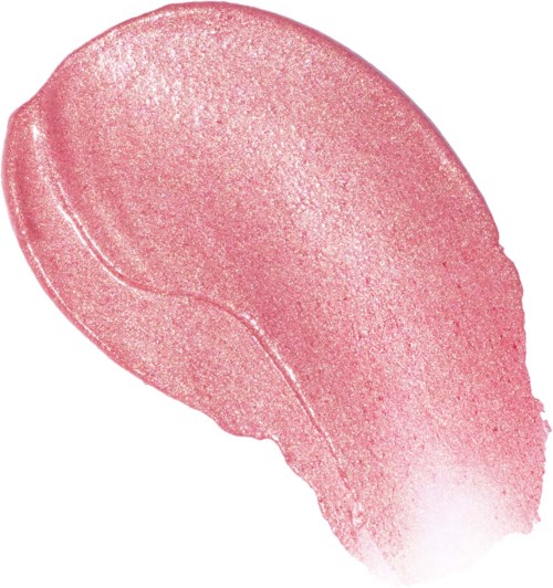 Pink makeup or face paint swipe with a curved shape and shimmery texture.