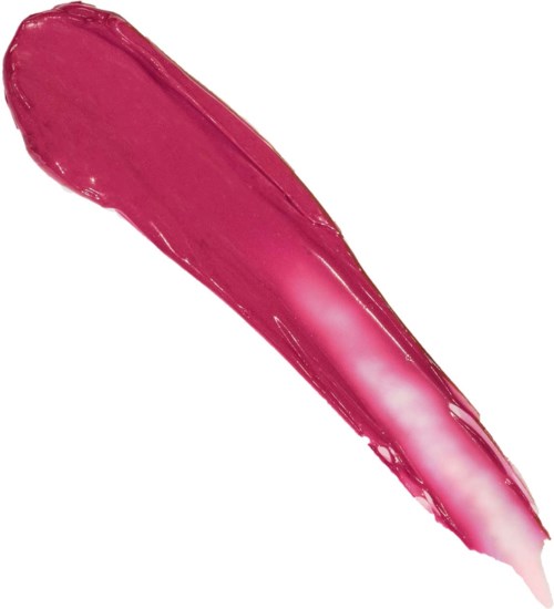 En tykk rosa leppestiftstripe med en glatt og blank finish.