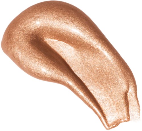 Ein glänzendes, metallic-goldenes Kosmetik- oder Hautpflegeprodukt in Tropfenform.
