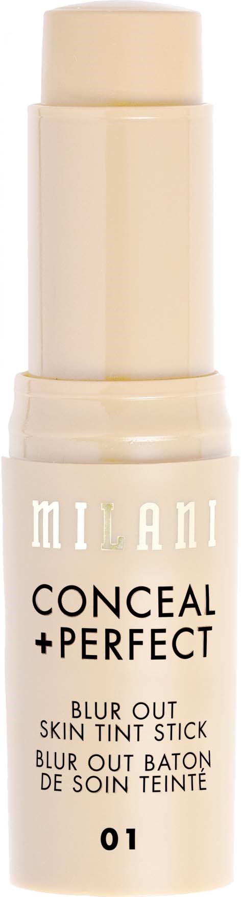 Beżowy sztyft Milani Conceal + Perfect Blur Out Skin Tint z etykietą na opakowaniu.