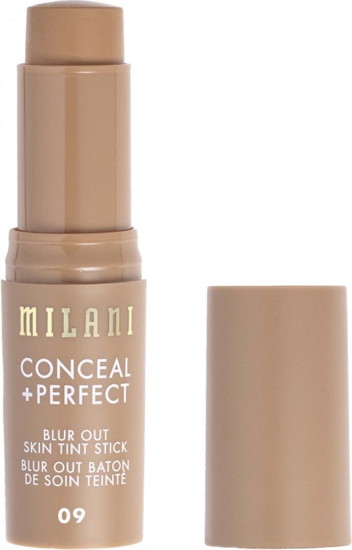 Beżowy sztyft podkładu do skóry z beżową nakrętką, oznaczony Milani Conceal + Perfect Blur Out Skin Tint Stick 09.