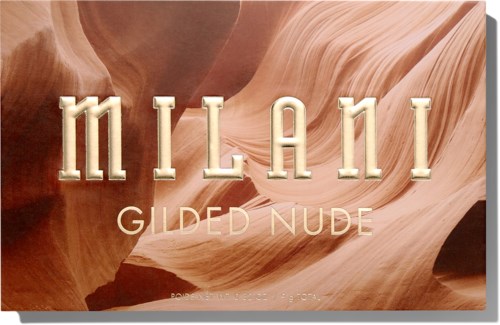 En logo for Miami Gilded Nude med en bakgrunn av glatte, bølgende, oransje og rosa stein teksturer.