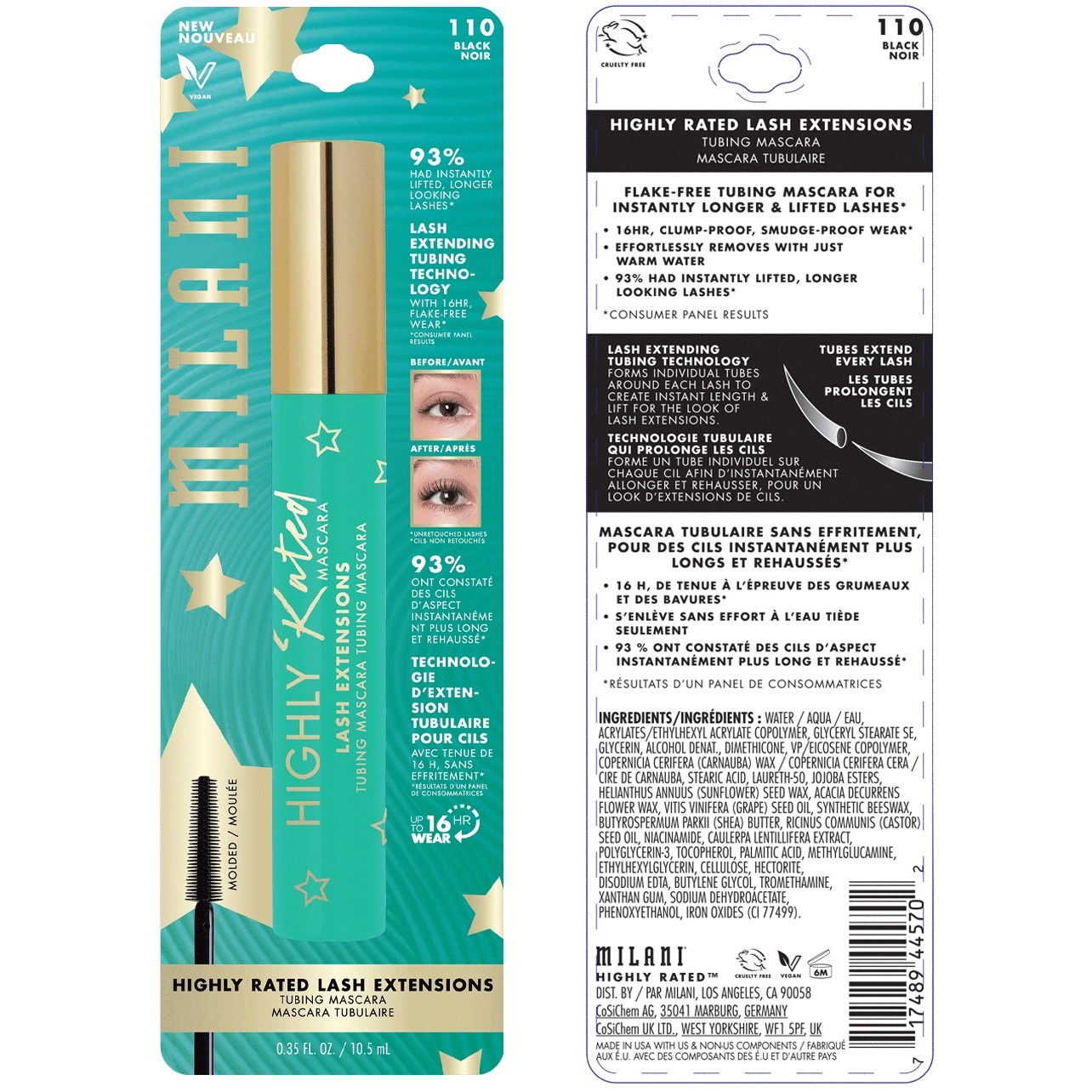 Milani Highly Rated Lash Extensions Mascara 110 Black (obrázok 3)