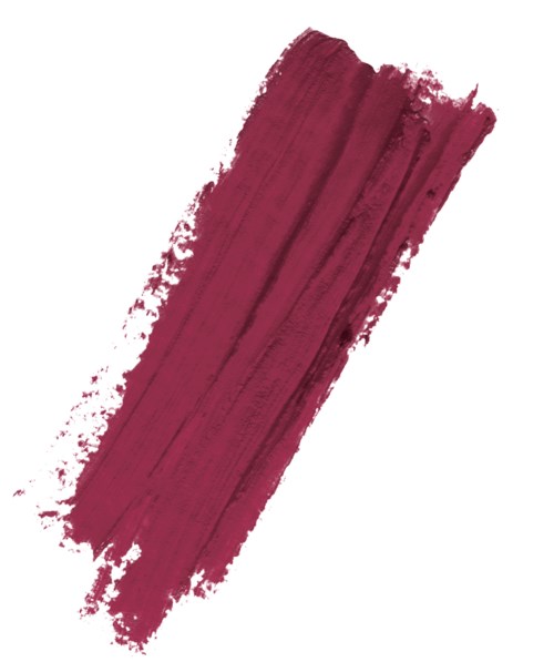 En bred, röd läppstiftssval på en vit bakgrund. Den har ett texturerat, penseldragliknande utseende.