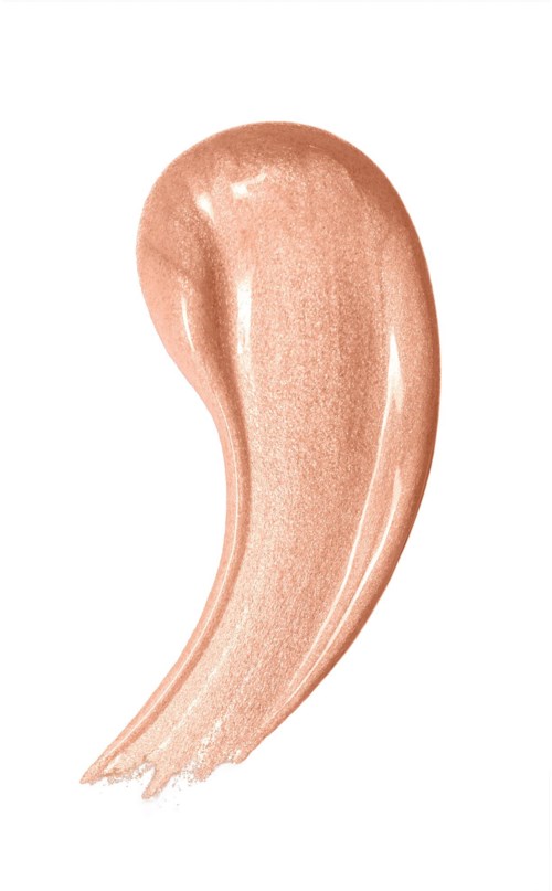 En beige kräm- eller foundationprovsbana i en rundad form på en vit bakgrund.