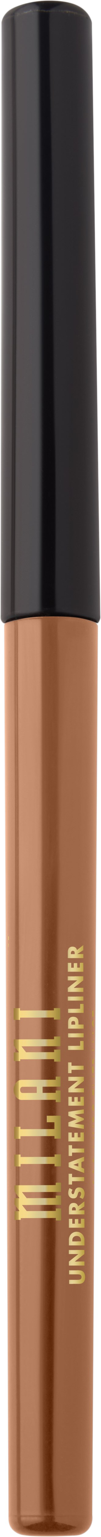 Meikkisivellin, jossa musta kahva ja ruskea pohja, merkinnällä 'Milani' ja 'Undereye and Concealer Brush'.