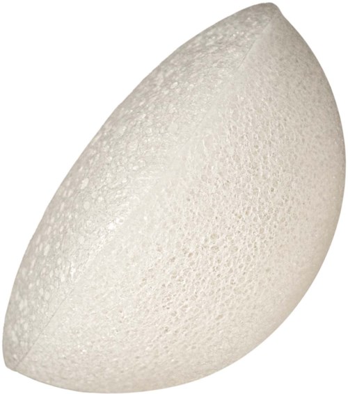 A white, oval-shaped object with a rough surface, resembling a foam or sponge material.