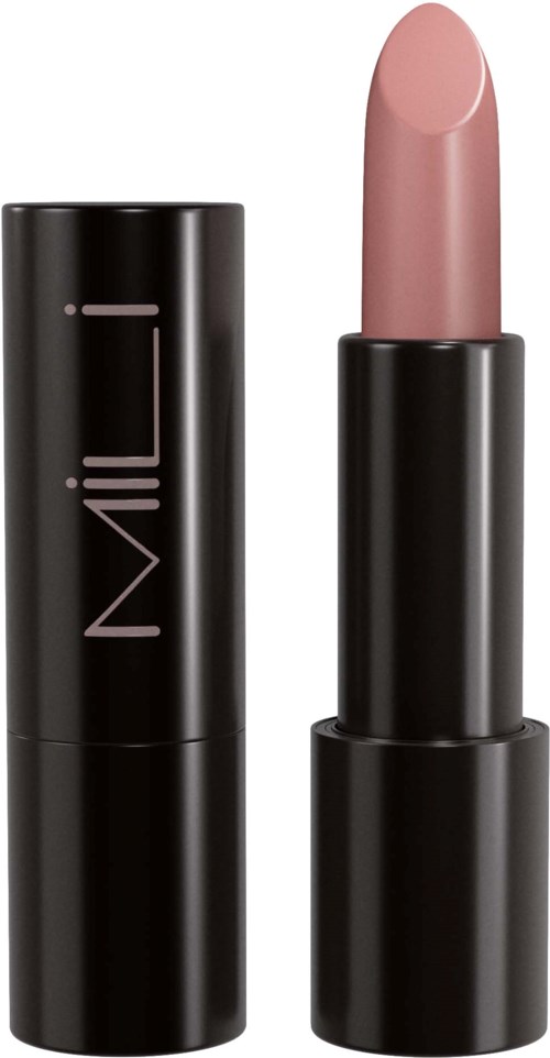 A light pink lipstick in a black case with the brand name 'MIIL' on it.