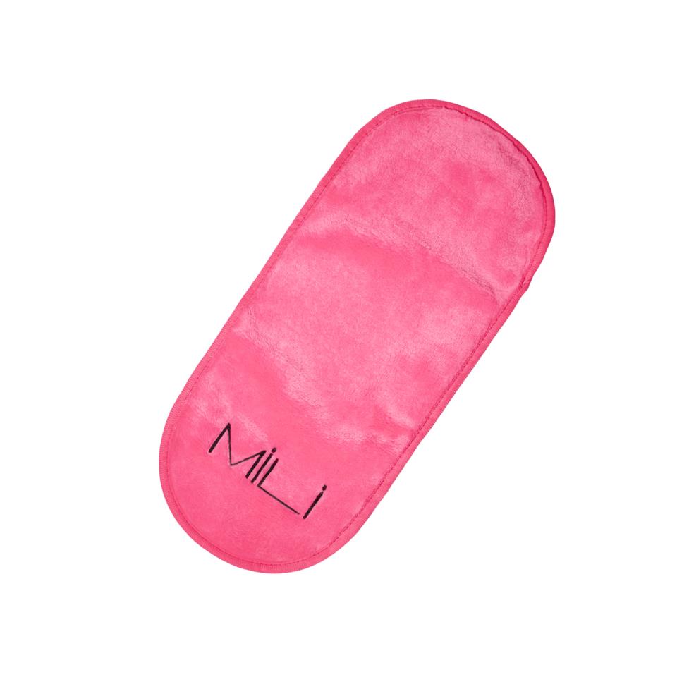 MILI Cosmetics Makeup Erase Towel Sweet Pink Black Logo