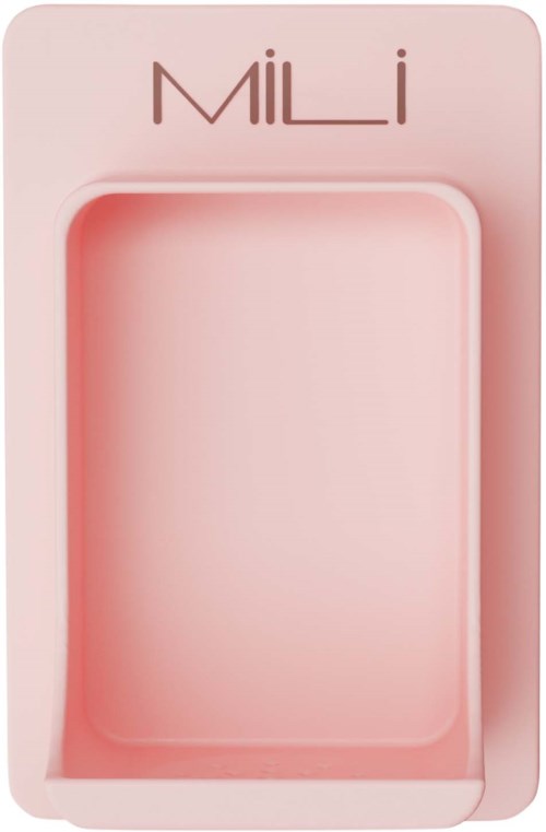 A pink and white cardboard tray with the brand name 'Milli' at the top.