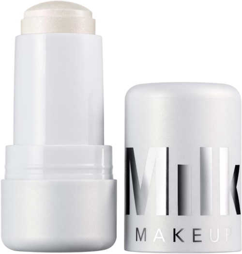 A white stick of makeup or cosmetic product with a rounded cap and simple packaging.