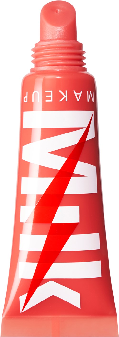 Eine korallenfarbene Tube mit rotem Blitz und weißem Text, wahrscheinlich ein Hautpflege- oder Kosmetikprodukt.