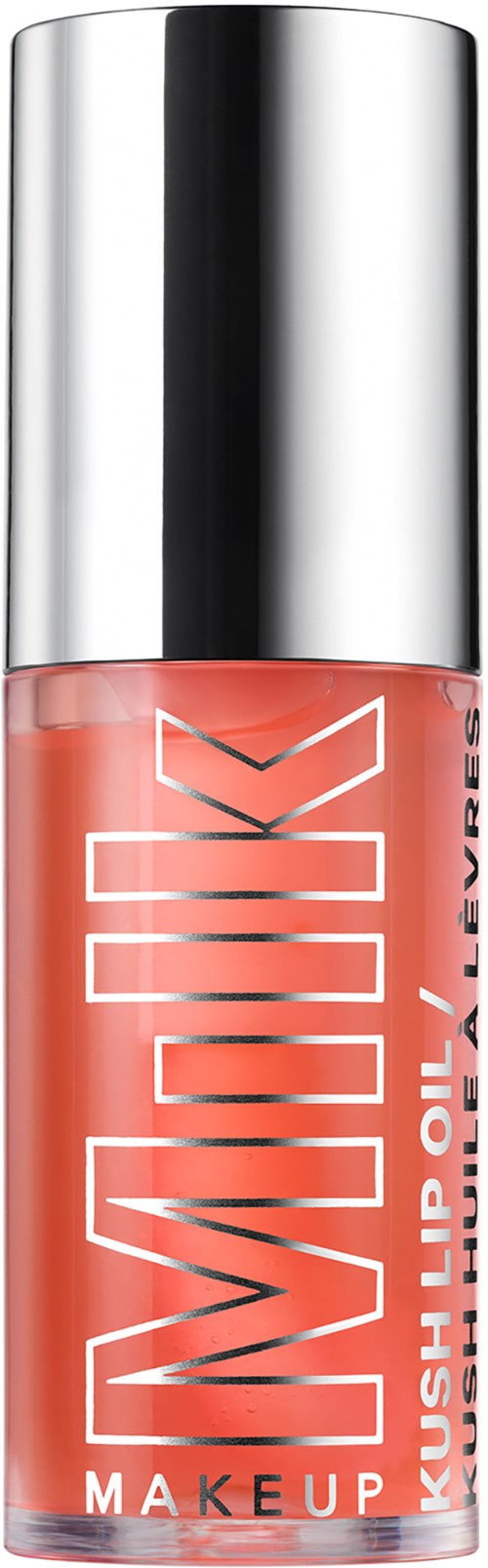 A lipstick tube with a black background, silver cap, and pinkish-orange liquid inside, labeled WAWAK MAKEUP.