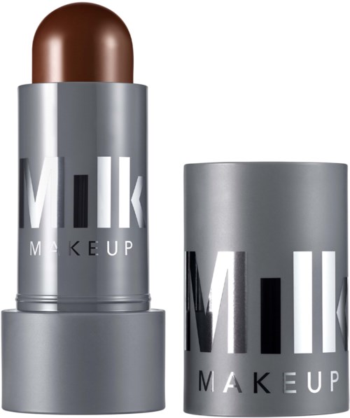 Brun läppstift i silverrör med MILK MAKEUP-logga och silverlock.