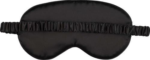 A black sleep mask with an elastic strap, designed to cover eyes for privacy or relaxation.