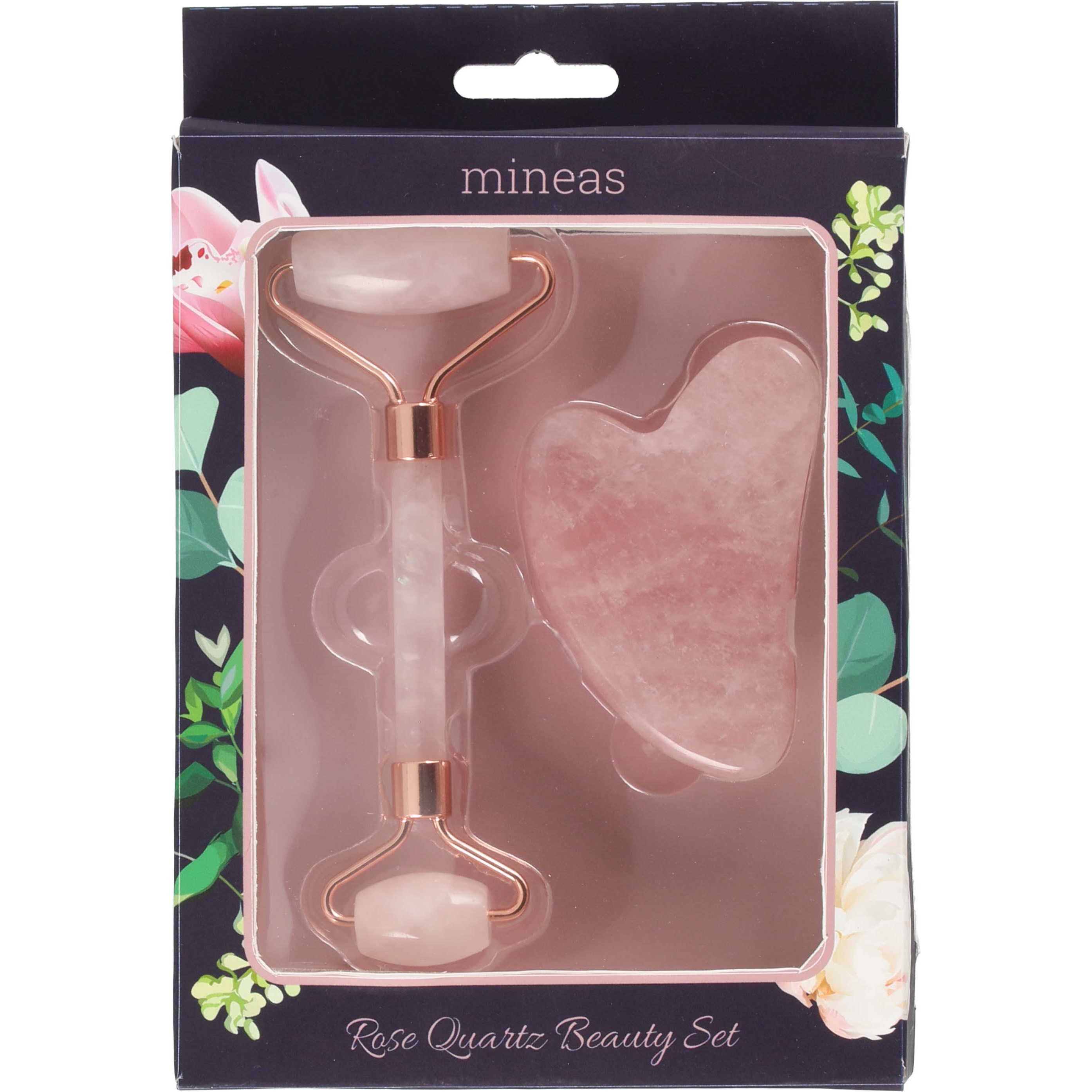 Läs mer om Mineas Gift Set Rose Quartz Roller And Guasha Stone