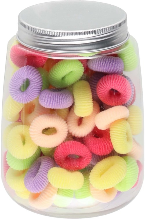 Mineas Hairbands 100 Pcs In A Jar Multicolored