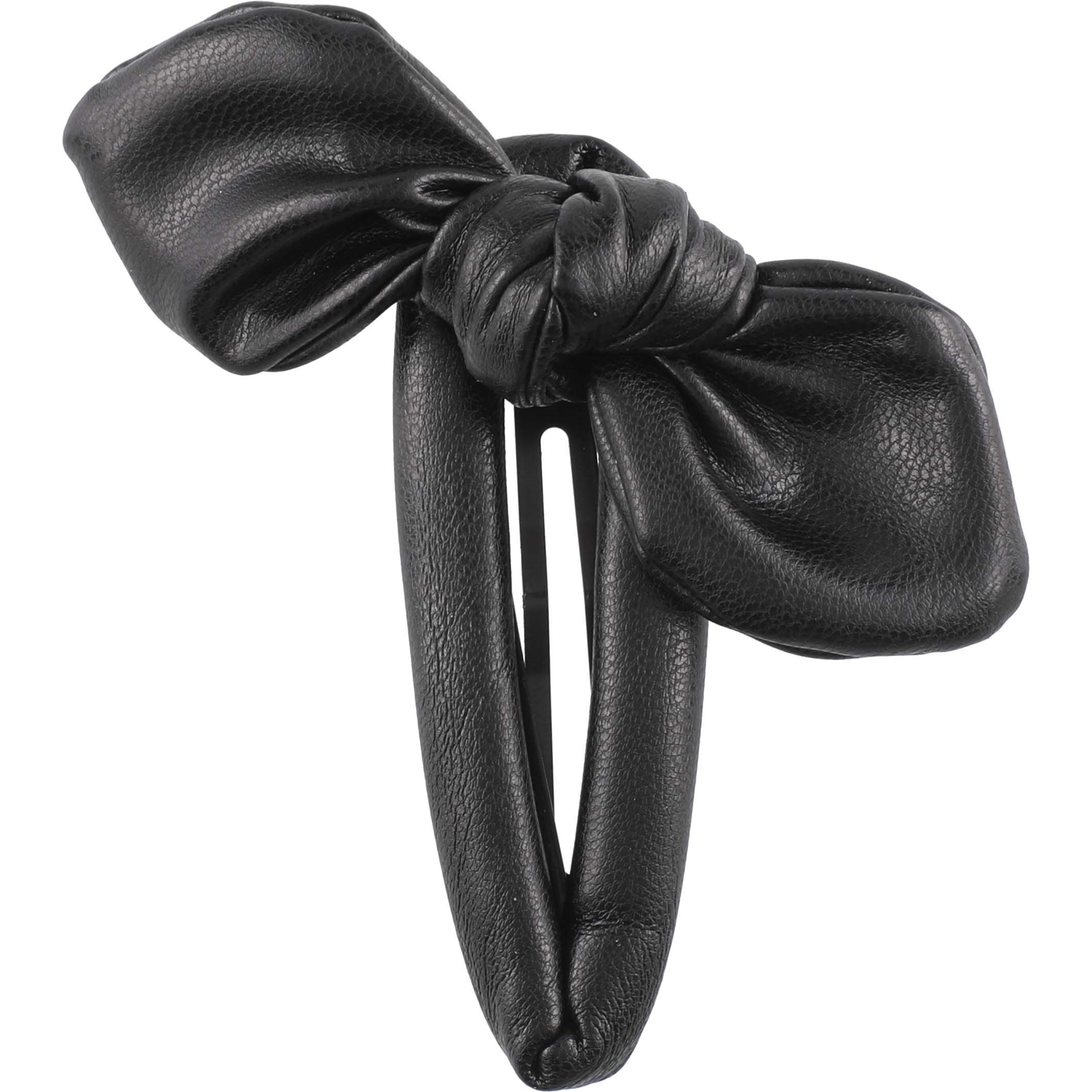 Läs mer om Mineas Hairclip With Bow Fake Leather Black