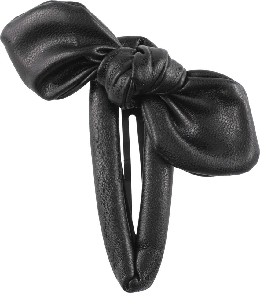 Mineas Hairclip With Bow Fake Leather Black
