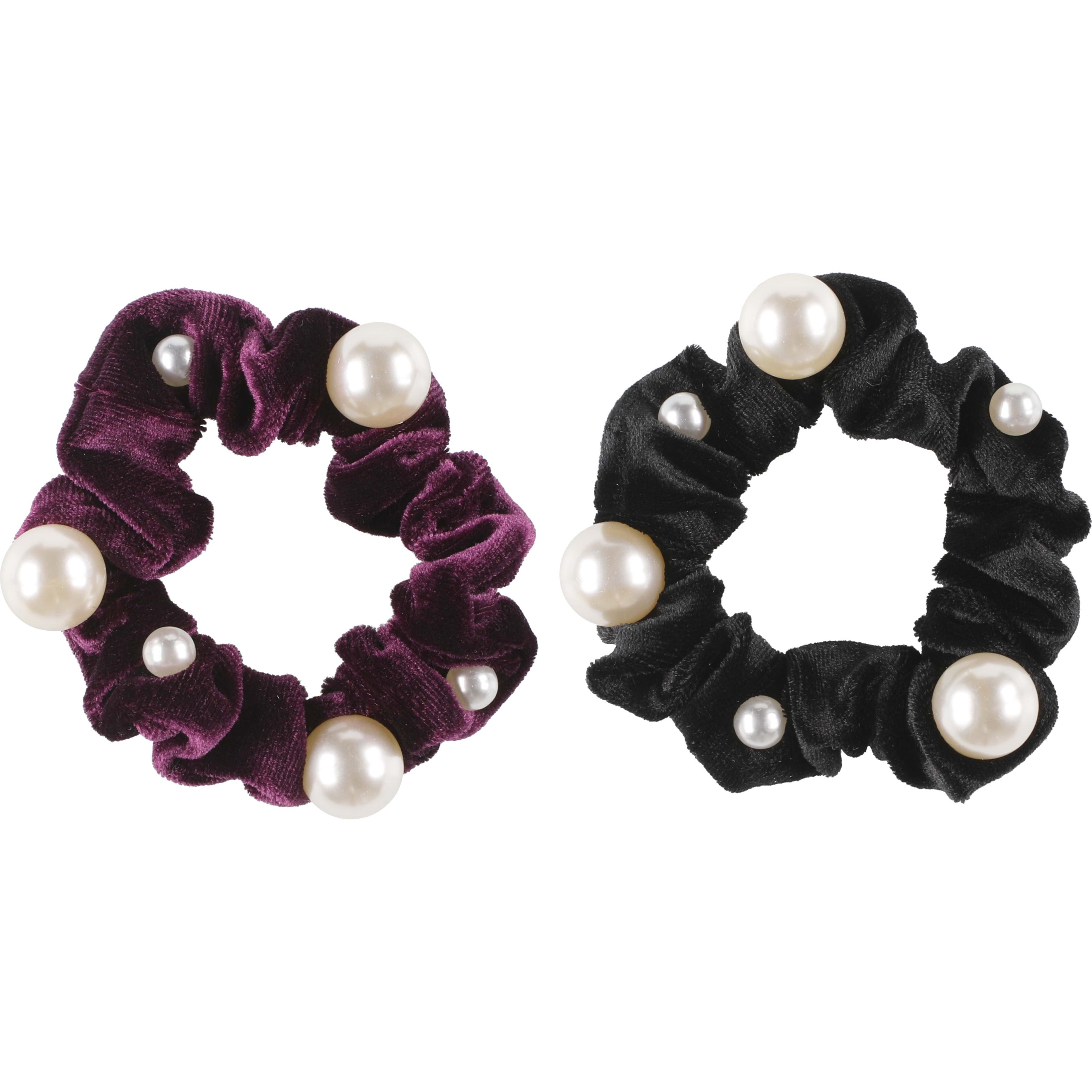 Läs mer om Mineas Scrunchies Velvet Small With Pearls 2 Colors 2 pcs