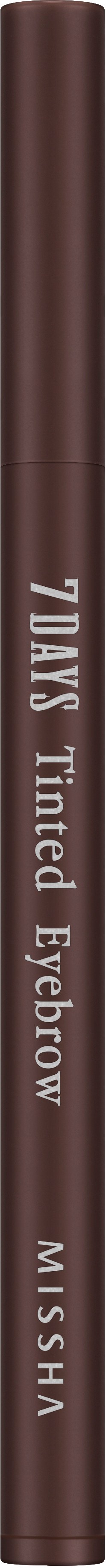 A makeup pencil labeled '7 Days Tinted Eyebrow' by MISSHA, in a brown shade.