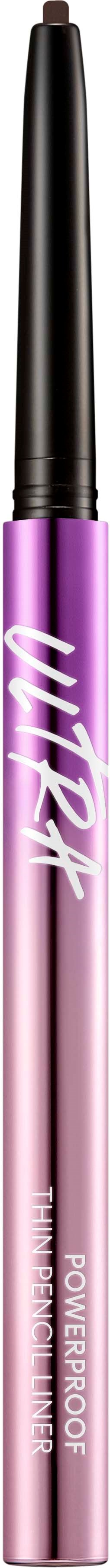 A pink and purple eyeliner pencil with the words "Powerproof" and "VIVITAR" written on it.
