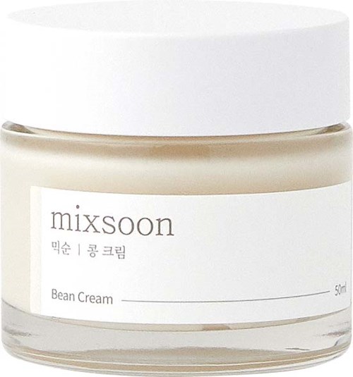 Een kleine pot bonencrème, witte deksel, eenvoudig label met productnaam en Engelse beschrijving.