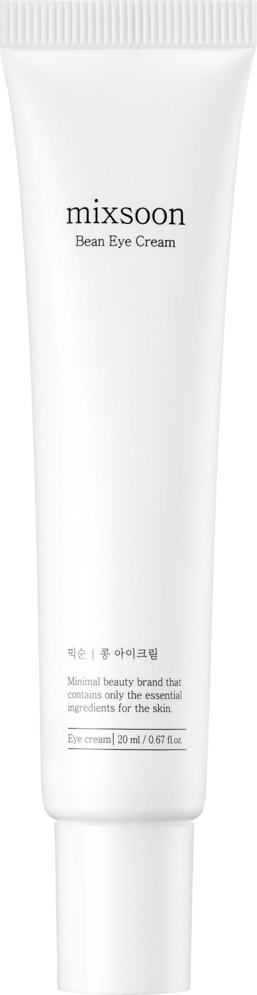 A white tube of Mixsoon Bean Eye Cream with text in Korean and English on it.