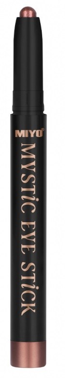 A black eye stick with light pinkish-brown tip and rose gold accents, named Miyu Mystic Eye Stick.