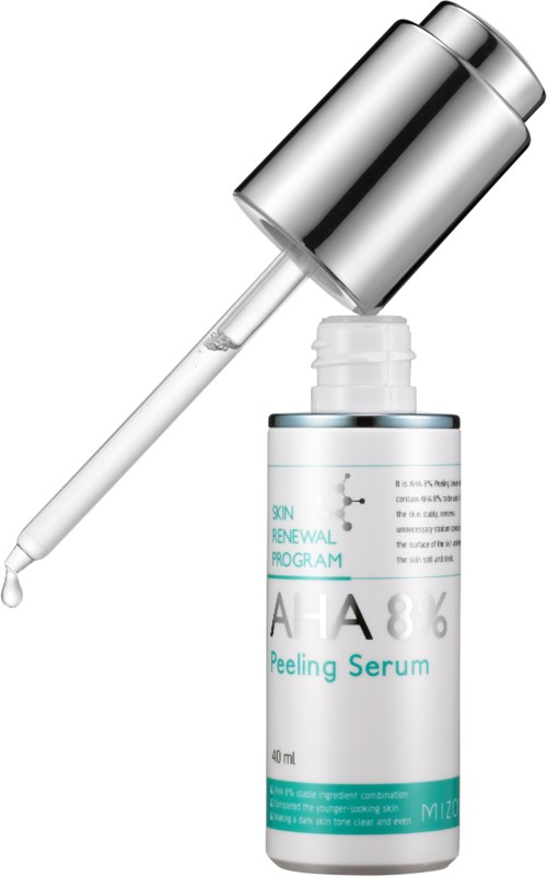 A skin peeling serum bottle with a dropper cap, labeled for skin renewal and containing 40 ml.