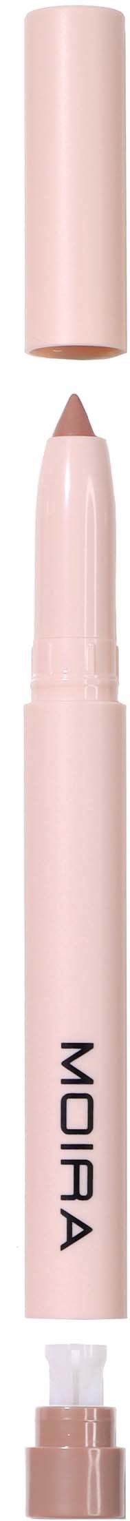 A pink marker with a cap is shown, with the tip extended. The marker has the brand name 'MORIA' on it.