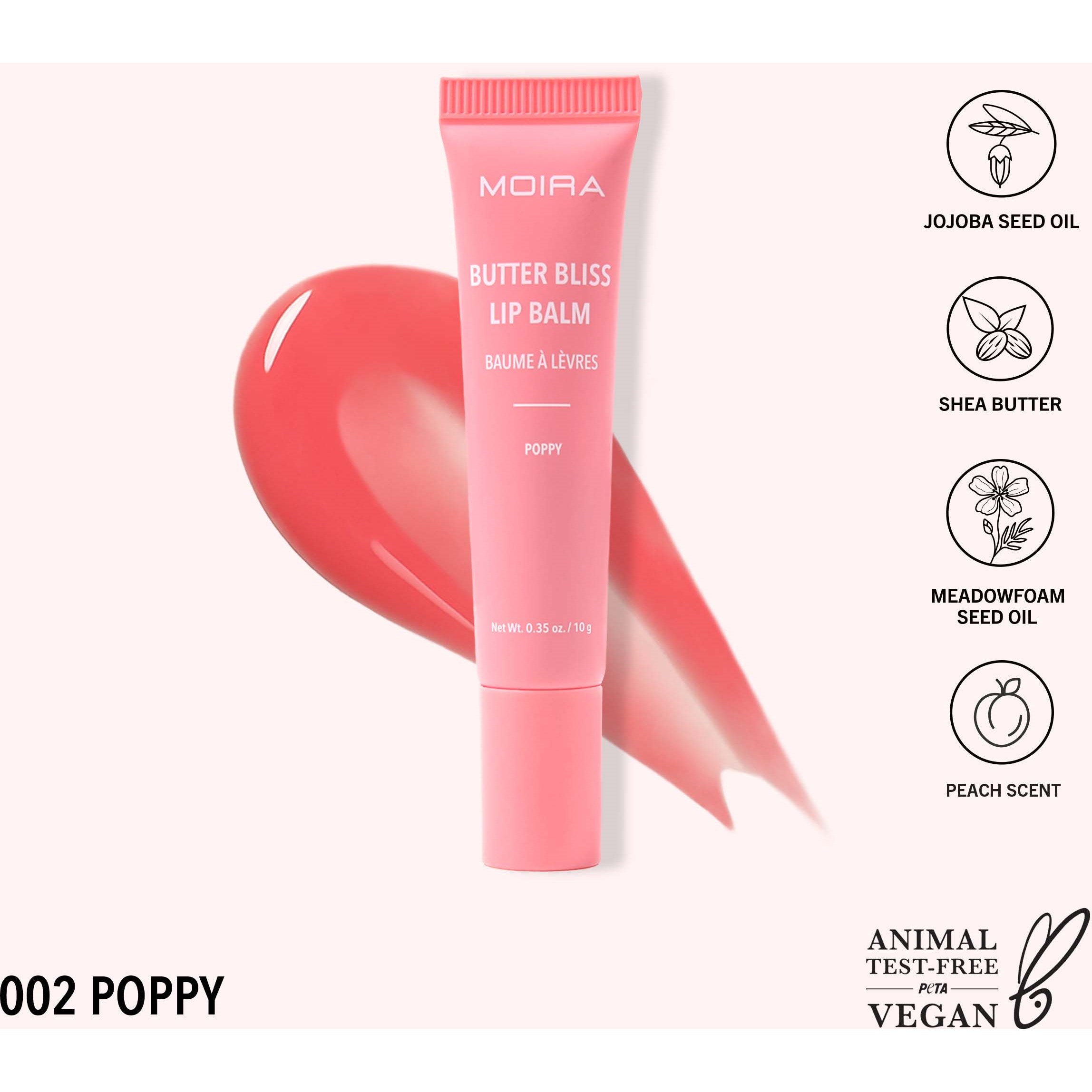 Alternativ bild 1 för Moira Butter Bliss Lip Balm 002 Poppy 10 ml